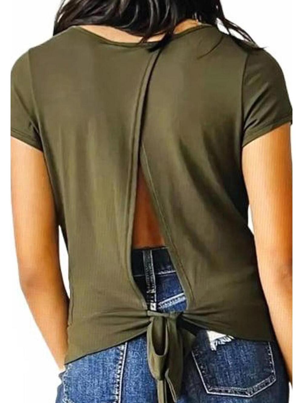 NWT Buckle Willow & Root Women’s Dusty Olive Tulip Knit VNeck Back Tie Top - Picture 2 of 8